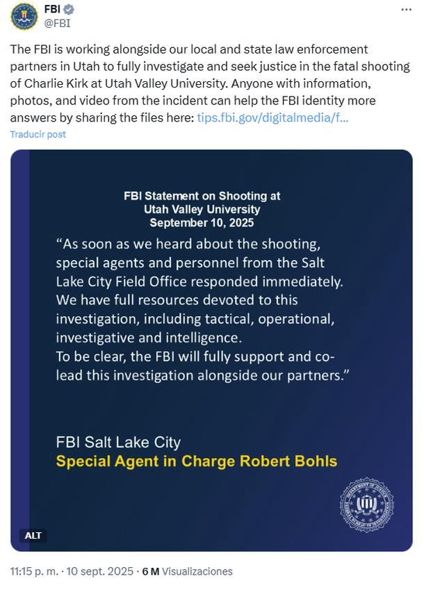 El asesino de Charlie Kirk sigue prófugo: liberaron a dos sospechosos