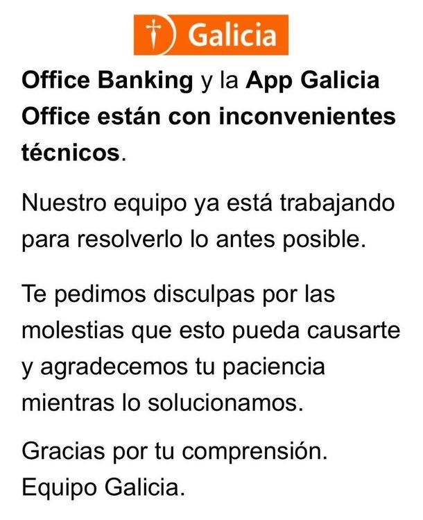 Banco Galicia informó fallas en su home banking en medio de la presión cambiaria