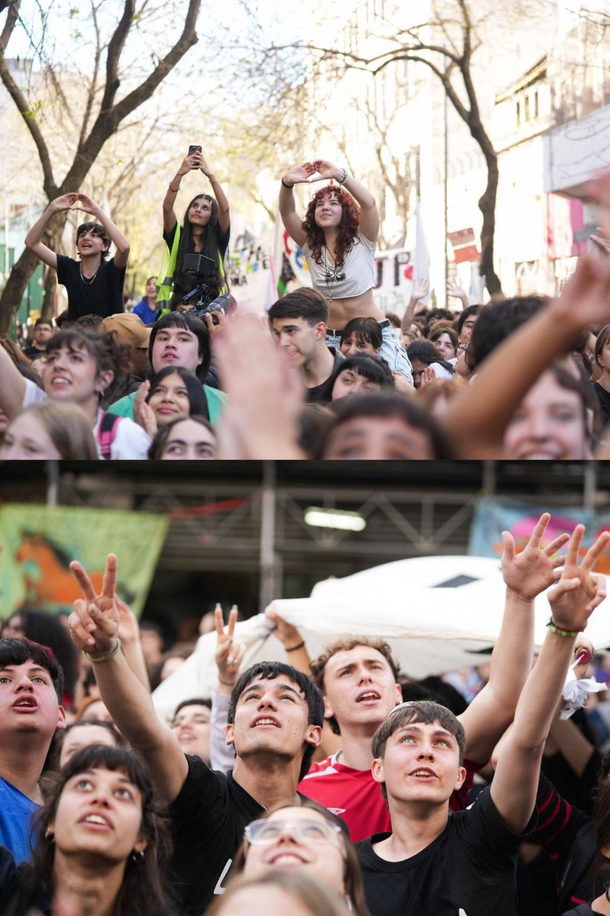 Previo a la marcha universitaria, Cristina Kirchner salió al balcón a saludar a los estudiantes