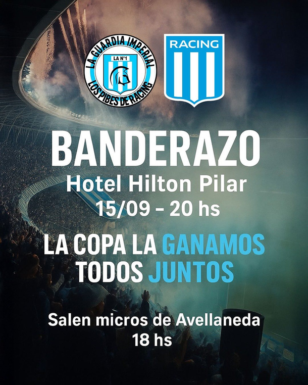 Hinchas de Racing preparan un banderazo en Pilar antes del cruce ante Vélez por Copa Libertadores Hinchas de Racing preparan un banderazo en Pilar antes del cruce ante Vélez por Copa Libertadores