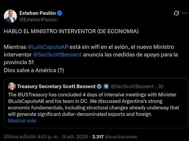 Caras largas, dudas profundas y algunos aplausos: la reacción del arco político al rescate de Estados Unidos