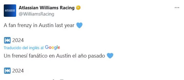 El guiño especial de Williams a Franco Colapinto antes del Gran Premio de Estados Unidos El guiño especial de Williams a Franco Colapinto antes del Gran Premio de Estados Unidos