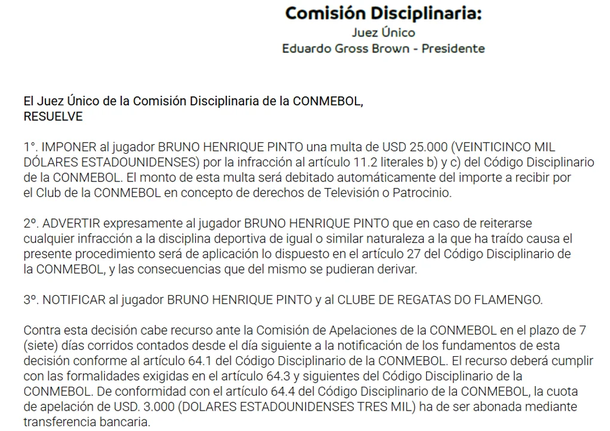 Atento Racing: Bruno Henrique solo fue multado por su gesto obsceno a los hinchas de Estudiantes Atento Racing: Bruno Henrique solo fue multado por su gesto obsceno a los hinchas de Estudiantes