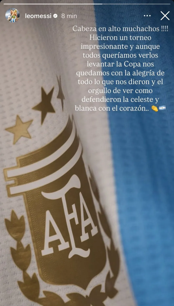 El mensaje de aliento de Lionel Messi a los juveniles tras la final perdida ante Marruecos
