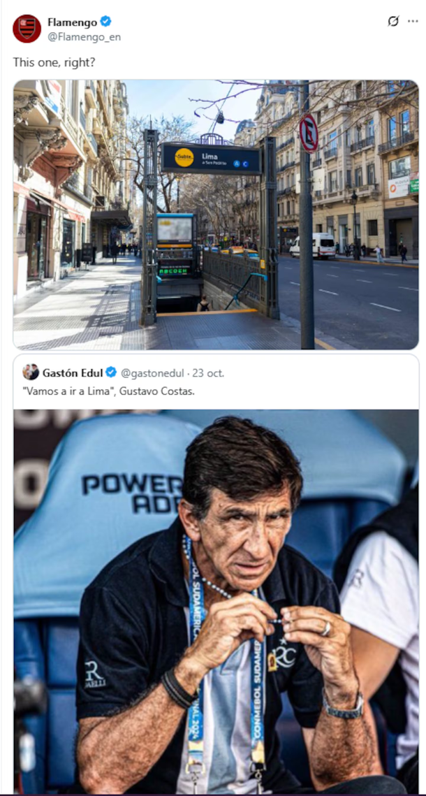 La ironía de Flamengo hacia Gustavo Costas tras eliminar a Racing: «¿A esta Lima te referías?»
