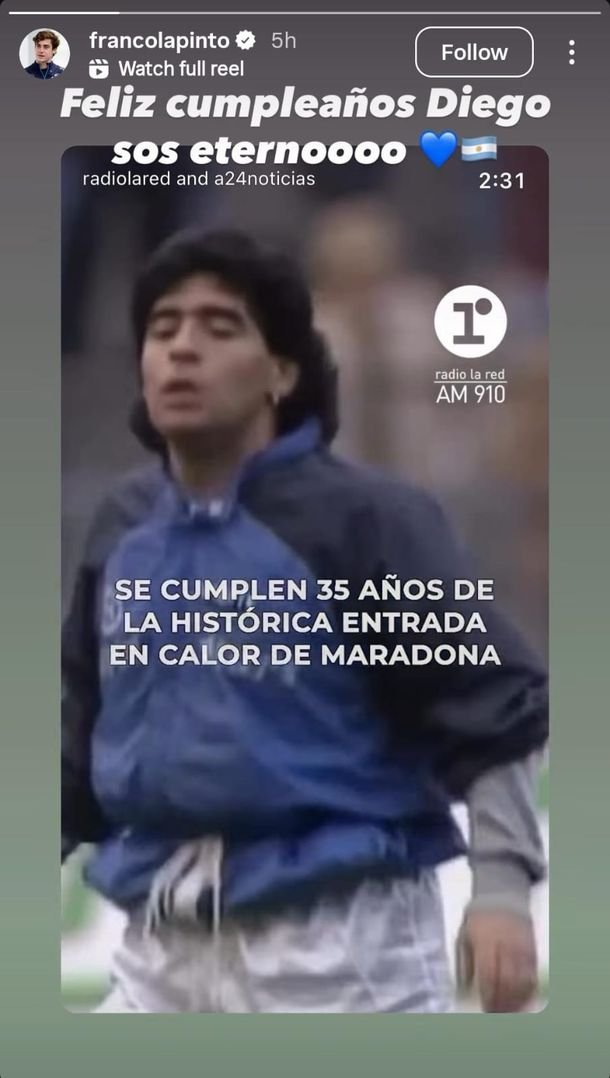 El sentido posteo de Franco Colapinto para Diego Maradona, en el día que hubiera cumplido 65 años El sentido posteo de Franco Colapinto para Diego Maradona, en el día que hubiera cumplido 65 años