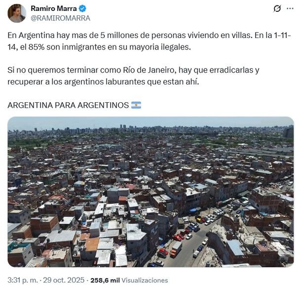 La propuesta de Ramiro Marra para evitar en Argentina lo que pasó en Río de Janeiro: «Exterminar villas» La propuesta de Ramiro Marra para evitar en Argentina lo que pasó en Río de Janeiro: «Exterminar villas»