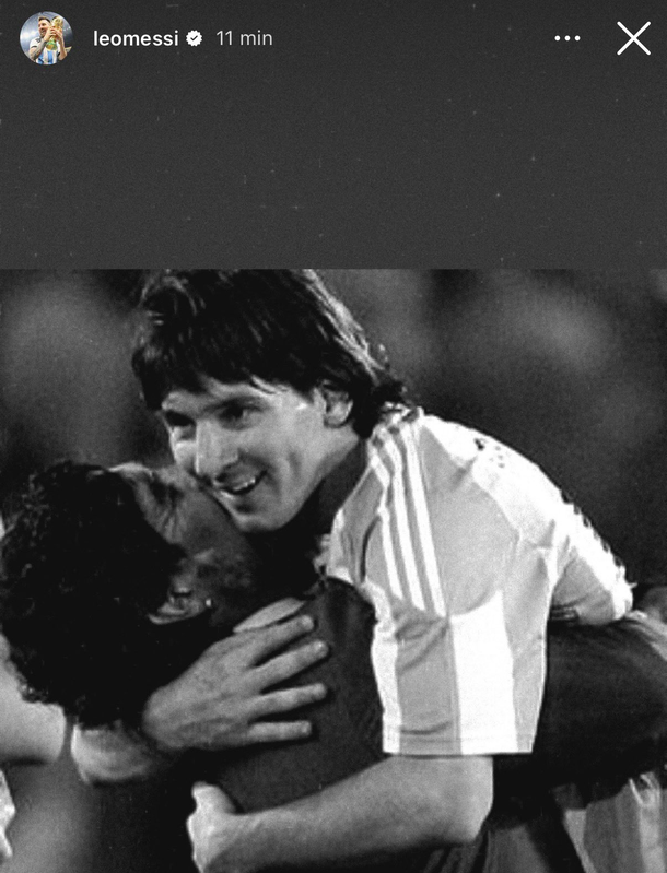 El sentido posteo de Lionel Messi a cinco años de la muerte de Diego Maradona El sentido posteo de Lionel Messi a cinco años de la muerte de Diego Maradona