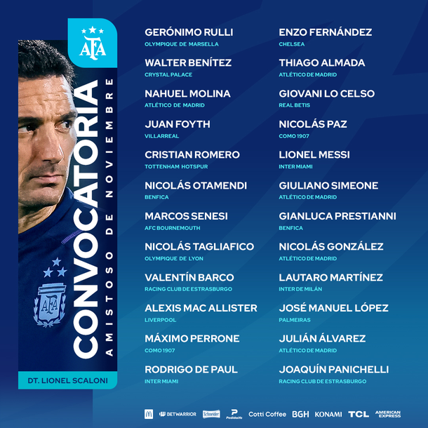 Lionel Scaloni confirmó la lista de convocados para el amistoso con Angola