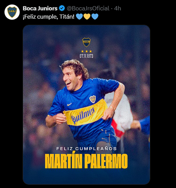 El emotivo homenaje de Boca a Martín Palermo en el día de su cumpleaños número 52