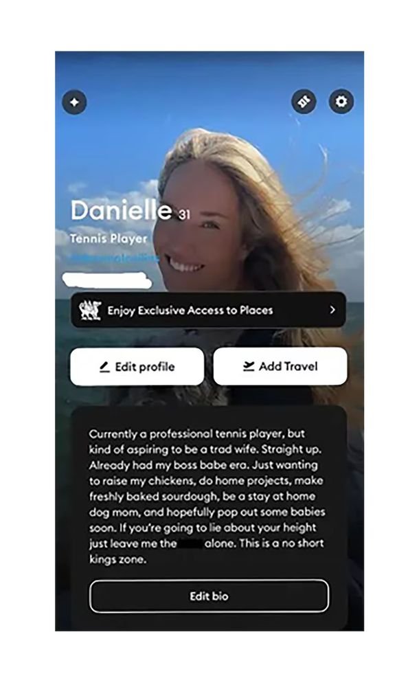 Se filtró el perfil de una extenista en una app de citas y sus exigencias generaron debate