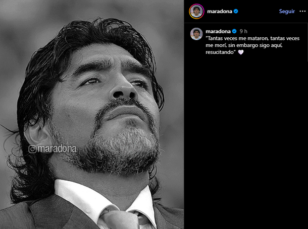 El mensaje de la cuenta oficial de Diego Maradona a cinco años de su muerte: «Resucitando» El mensaje de la cuenta oficial de Diego Maradona a cinco años de su muerte: «Resucitando»