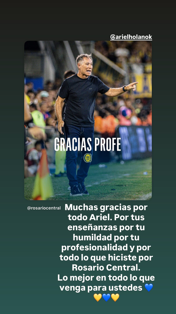 El mensaje de despedida de Ángel Di María a Ariel Holan: «Gracias por tus enseñanzas»