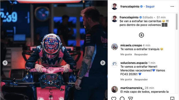 Franco Colapinto editó su mensaje de despedida por la reacción de los fanáticos Franco Colapinto editó su mensaje de despedida por la reacción de los fanáticos