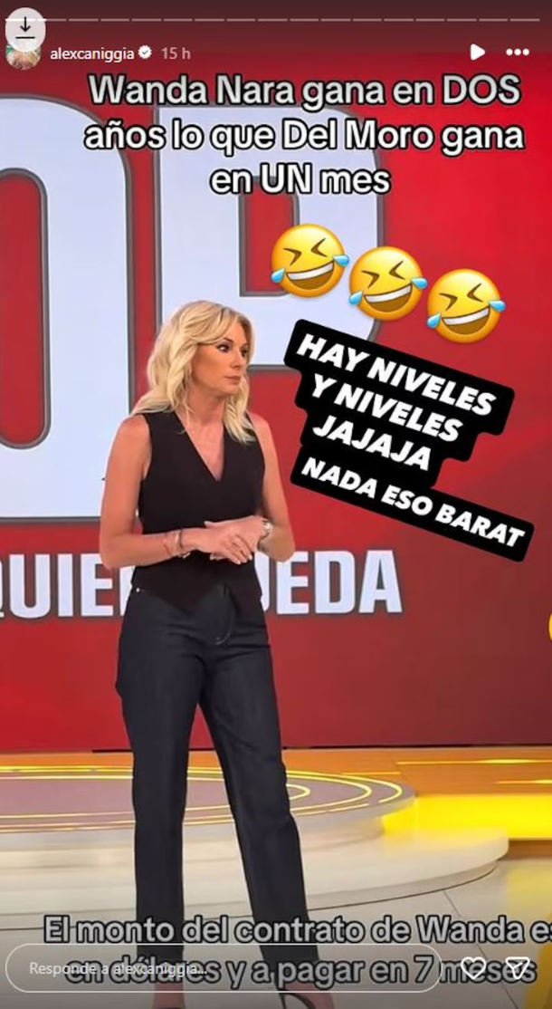 Alex Caniggia redobló la apuesta contra Wanda Nara: se burló por su sueldo como conductora Alex Caniggia redobló la apuesta contra Wanda Nara: se burló por su sueldo como conductora