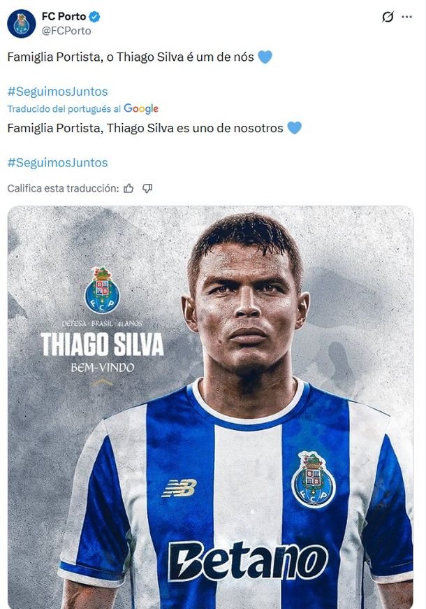 Confirmado: Thiago Silva vuelve a Europa con el Porto ¡a sus 41 años!