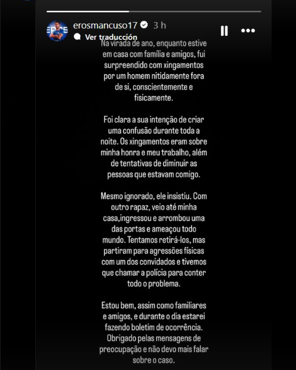 Escándalo en Brasil: Eros Mancuso fue denunciado tras los festejos de Año Nuevo Escándalo en Brasil: Eros Mancuso fue denunciado tras los festejos de Año Nuevo