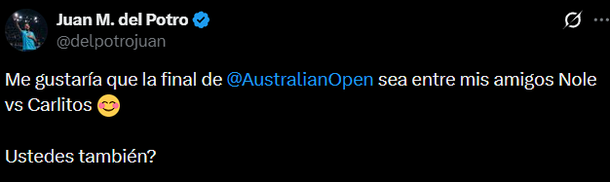 La conmovedora videollamada entre Djokovic y Del Potro tras el pase a la final en Australia La conmovedora videollamada entre Djokovic y Del Potro tras el pase a la final en Australia