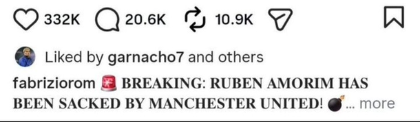 El palito de Alejandro Garnacho a Rubén Amorim tras su despido del Manchester United El palito de Alejandro Garnacho a Rubén Amorim tras su despido del Manchester United