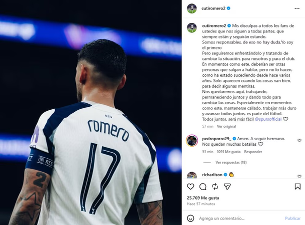 La fuerte bronca del Cuti Romero que expuso la crisis interna que atraviesa Tottenham La fuerte bronca del Cuti Romero que expuso la crisis interna que atraviesa Tottenham