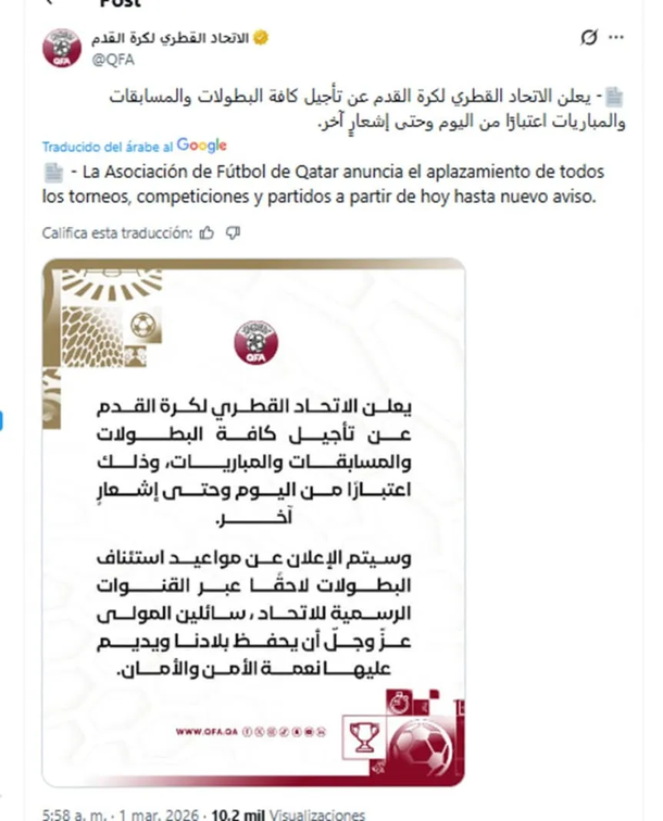 La drástica decisión de Qatar con el fútbol en pleno conflicto bélico: qué pasa con la Finalissima
