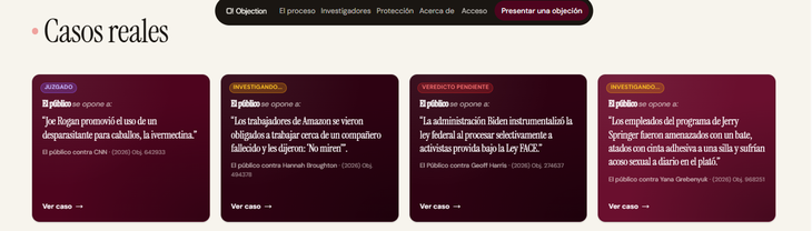 Estos son algunos de los casos que están siendo analizados en vivo por la plataforma.