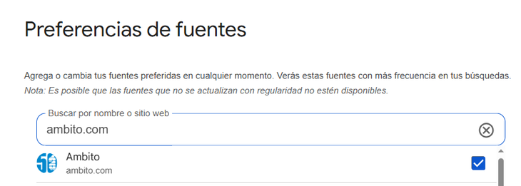 Una vez seleccionada la opción, Google ya reconoce al medio como 