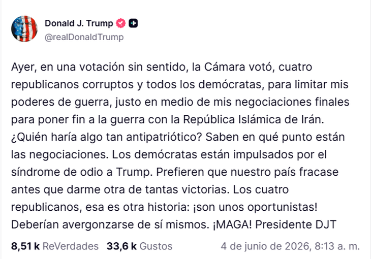 La respuesta de Trump a los congresistas.