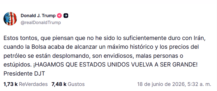 El mensaje completo de Trump en las redes sociales luego de que se diera a conocer el contenido del documento a firmar en Suiza. El mensaje completo de Trump en las redes sociales luego de que se diera a conocer el contenido del documento a firmar en Suiza.