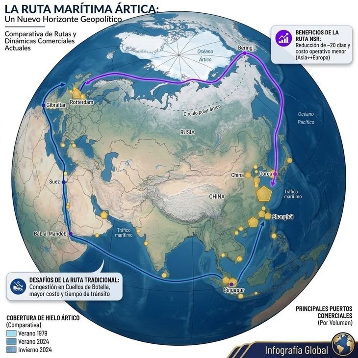 Así es la ruta del Ártico de China. Así es la ruta del Ártico de China.