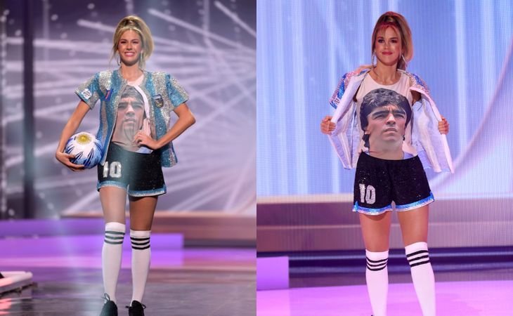 Alina Luz Akselrad ya había homenajeado a Diego Maradona en Miss Universo 2021, cuando desfiló con un traje inspirado en el ídolo argentino. Alina Luz Akselrad ya había homenajeado a Diego Maradona en Miss Universo 2021, cuando desfiló con un traje inspirado en el ídolo argentino.