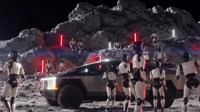 El video que hace real el sueño de Elon Musk: robots Optimus de Tesla colonizando la Luna