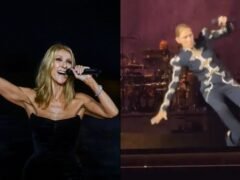El momento en que Celine Dion se cayó durante un concierto en Francia