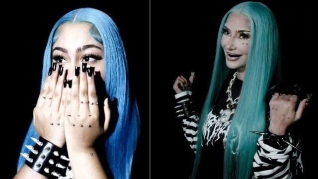 Cabello turquesa, piercings y uñas góticas: Kim Kardashian se disfrazó de su hija North West para Halloween