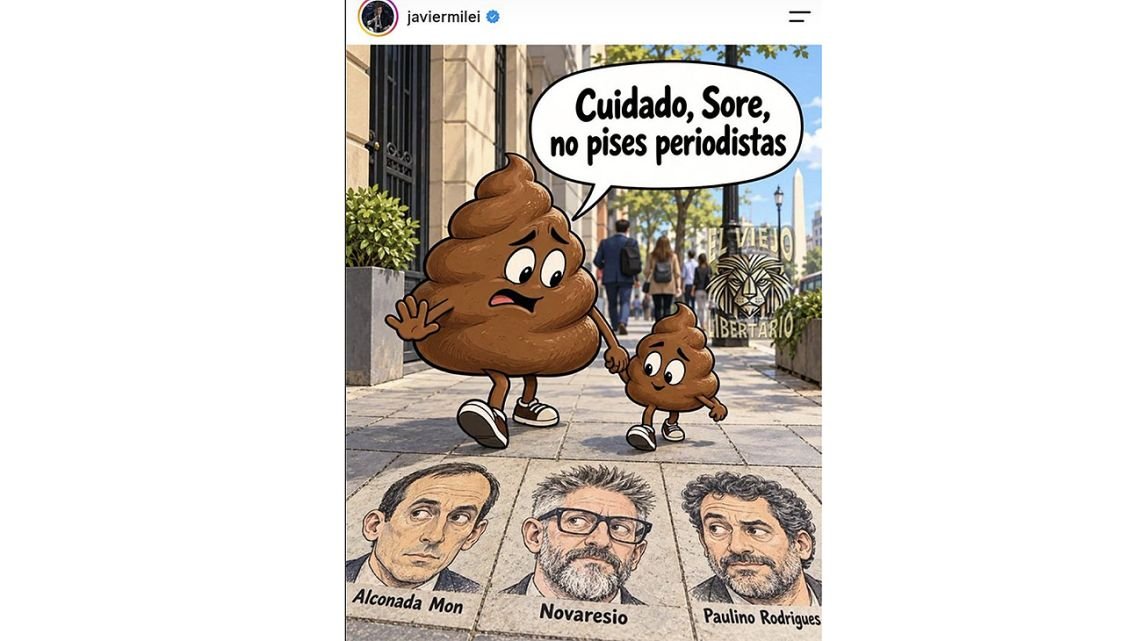 Después de pedir que sean «quemados en la hoguera», Milei le dice a «Sore» que no pise periodistas