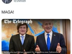 Milei compartió una publicación de un diario británico que afirma un apoyo directo de Netanyahu sobre Malvinas, pero en Israel la desmienten
