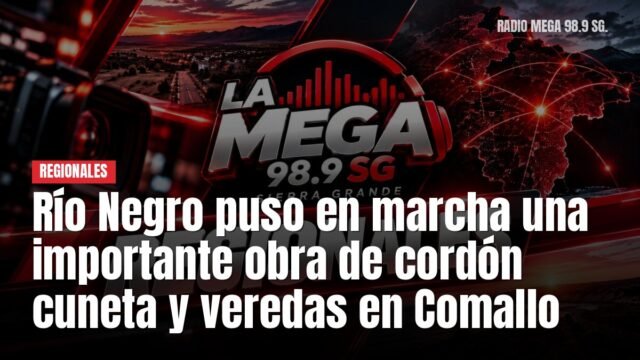 Río Negro puso en marcha una importante obra de cordón cuneta y veredas en Comallo